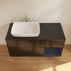 Тумба под раковину Villeroy & Boch Finion 120х50,1 см с подсветкой МДФ черный матовый лак/стекло черное матовое G812HGPD