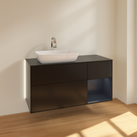 Тумба под раковину Villeroy & Boch Finion 120х50,1 см с подсветкой МДФ черный матовый лак/стекло черное матовое G812HGPD