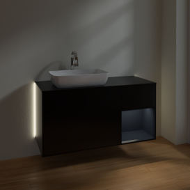 Тумба под раковину Villeroy & Boch Finion 120х50,1 см с подсветкой МДФ черный матовый лак/стекло черное матовое G812HGPD