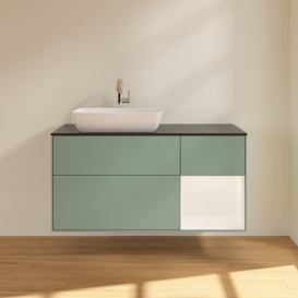 Тумба под раковину Villeroy & Boch Finion 120х50,1 см с подсветкой МДФ оливковый матовый лак/стекло черное матовое G812MTGM