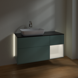 Тумба под раковину Villeroy & Boch Finion 120х50,1 см с подсветкой МДФ оливковый матовый лак/стекло черное матовое G812MTGM