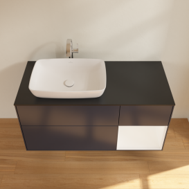 Тумба под раковину Villeroy & Boch Finion 120х50,1 см с подсветкой МДФ темно-синий матовый лак/стекло черное матовое G812MTHG