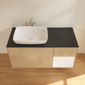 Тумба под раковину Villeroy & Boch Finion 120х50,1 см с подсветкой МДФ шпон дуба/стекло черное матовое G812MTPC