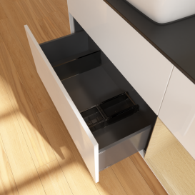 Тумба под раковину Villeroy & Boch Finion 120х50,1 см с подсветкой МДФ глянцевый белый лак/стекло черное матовое G812PCGF