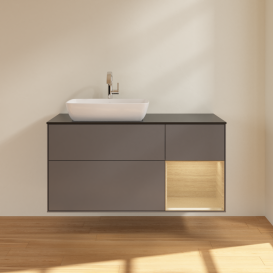 Тумба под раковину Villeroy & Boch Finion 120х50,1 см с подсветкой МДФ антрацит матовый лак/стекло черное матовое G812PCGK