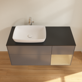 Тумба под раковину Villeroy & Boch Finion 120х50,1 см с подсветкой МДФ антрацит матовый лак/стекло черное матовое G812PCGK