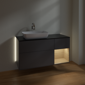 Тумба под раковину Villeroy & Boch Finion 120х50,1 см с подсветкой МДФ антрацит матовый лак/стекло черное матовое G812PCGK