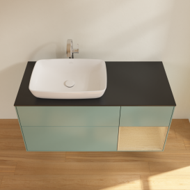 Тумба под раковину Villeroy & Boch Finion 120х50,1 см с подсветкой МДФ оливковый матовый лак/стекло черное матовое G812PCGM