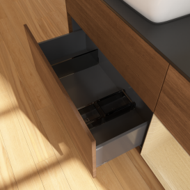 Тумба под раковину Villeroy & Boch Finion 120х50,1 см с подсветкой МДФ шпон грецкого ореха/стекло черное матовое G812PCGN