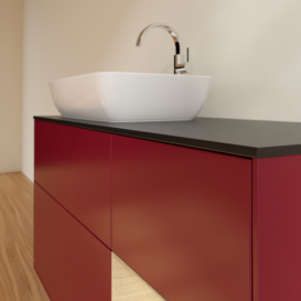 Тумба под раковину Villeroy & Boch Finion 120х50,1 см с подсветкой МДФ пион матовый лак/стекло черное матовое G812PCHB