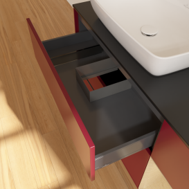 Тумба под раковину Villeroy & Boch Finion 120х50,1 см с подсветкой МДФ пион матовый лак/стекло черное матовое G812PCHB