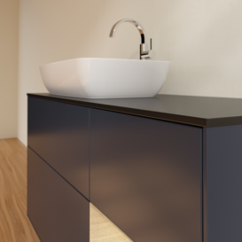 Тумба под раковину Villeroy & Boch Finion 120х50,1 см с подсветкой МДФ темно-синий матовый лак/стекло черное матовое G812PCHG