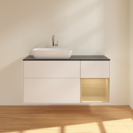 Тумба под раковину Villeroy & Boch Finion 120х50,1 см с подсветкой МДФ белый матовый лак/стекло черное матовое G812PCMT