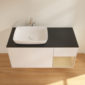 Тумба под раковину Villeroy & Boch Finion 120х50,1 см с подсветкой МДФ белый матовый лак/стекло черное матовое G812PCMT