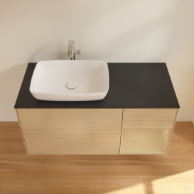 Тумба под раковину Villeroy & Boch Finion 120х50,1 см с подсветкой МДФ шпон дуба/стекло черное матовое G812PCPC