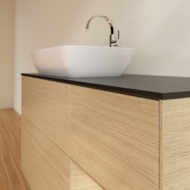 Тумба под раковину Villeroy & Boch Finion 120х50,1 см с подсветкой МДФ шпон дуба/стекло черное матовое G812PCPC