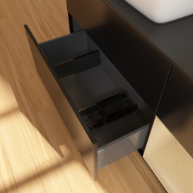 Тумба под раковину Villeroy & Boch Finion 120х50,1 см с подсветкой МДФ черный матовый лак/стекло черное матовое G812PCPD