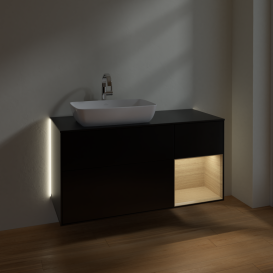 Тумба под раковину Villeroy & Boch Finion 120х50,1 см с подсветкой МДФ черный матовый лак/стекло черное матовое G812PCPD