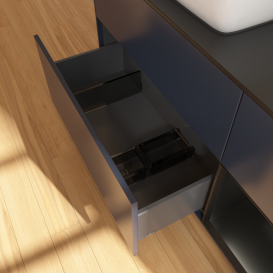 Тумба под раковину Villeroy & Boch Finion 120х50,1 см с подсветкой МДФ темно-синий матовый лак/стекло черное матовое G812PDHG