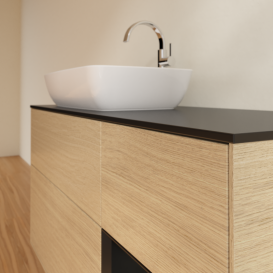 Тумба под раковину Villeroy & Boch Finion 120х50,1 см с подсветкой МДФ шпон дуба/стекло черное матовое G812PDPC