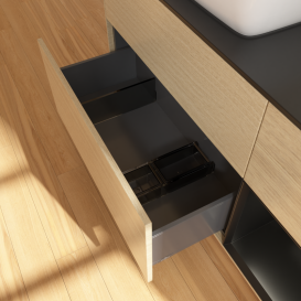 Тумба под раковину Villeroy & Boch Finion 120х50,1 см с подсветкой МДФ шпон дуба/стекло черное матовое G812PDPC