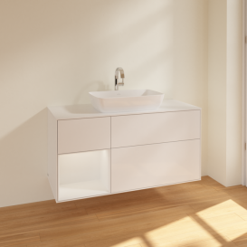 Тумба под раковину Villeroy & Boch Finion 120х50,1 см с подсветкой МДФ глянцевый белый лак/стекло белое матовое F821GFGF