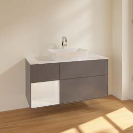 Тумба под раковину Villeroy & Boch Finion 120х50,1 см с подсветкой МДФ антрацит матовый лак/стекло белое матовое F821GFGK