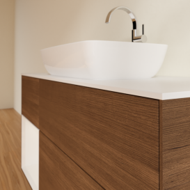 Тумба под раковину Villeroy & Boch Finion 120х50,1 см с подсветкой МДФ шпон грецкого ореха/стекло белое матовое F821GFGN