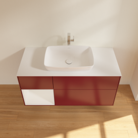 Тумба под раковину Villeroy & Boch Finion 120х50,1 см с подсветкой МДФ пион матовый лак/стекло белое матовое F821GFHB