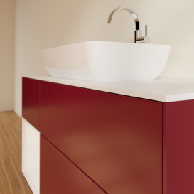 Тумба под раковину Villeroy & Boch Finion 120х50,1 см с подсветкой МДФ пион матовый лак/стекло белое матовое F821GFHB