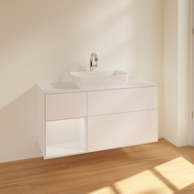 Тумба под раковину Villeroy & Boch Finion 120х50,1 см с подсветкой МДФ белый матовый лак/стекло белое матовое F821GFMT