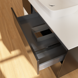 Тумба под раковину Villeroy & Boch Finion 120х50,1 см с подсветкой МДФ черный матовый лак/стекло белое матовое F821GFPD