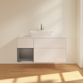 Тумба под раковину Villeroy & Boch Finion 120х50,1 см с подсветкой МДФ глянцевый белый лак/стекло белое матовое F821GKGF