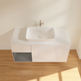 Тумба под раковину Villeroy & Boch Finion 120х50,1 см с подсветкой МДФ глянцевый белый лак/стекло белое матовое F821GKGF