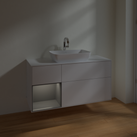 Тумба под раковину Villeroy & Boch Finion 120х50,1 см с подсветкой МДФ глянцевый белый лак/стекло белое матовое F821GKGF