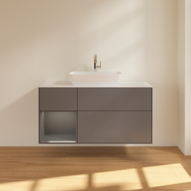 Тумба под раковину Villeroy & Boch Finion 120х50,1 см с подсветкой МДФ антрацит матовый лак/стекло белое матовое F821GKGK