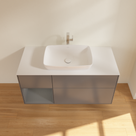 Тумба под раковину Villeroy & Boch Finion 120х50,1 см с подсветкой МДФ антрацит матовый лак/стекло белое матовое F821GKGK