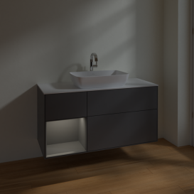 Тумба под раковину Villeroy & Boch Finion 120х50,1 см с подсветкой МДФ антрацит матовый лак/стекло белое матовое F821GKGK