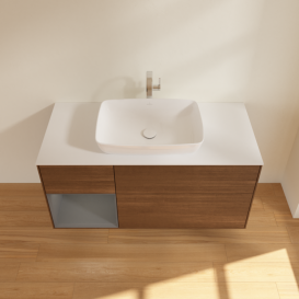 Тумба под раковину Villeroy & Boch Finion 120х50,1 см с подсветкой МДФ шпон грецкого ореха/стекло белое матовое F821GKGN