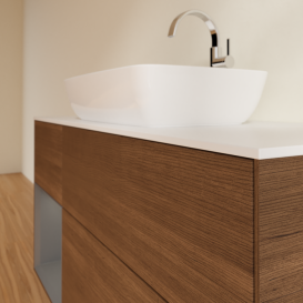 Тумба под раковину Villeroy & Boch Finion 120х50,1 см с подсветкой МДФ шпон грецкого ореха/стекло белое матовое F821GKGN