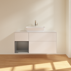 Тумба под раковину Villeroy & Boch Finion 120х50,1 см с подсветкой МДФ белый матовый лак/стекло белое матовое F821GKMT