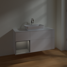 Тумба под раковину Villeroy & Boch Finion 120х50,1 см с подсветкой МДФ белый матовый лак/стекло белое матовое F821GKMT