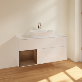 Тумба под раковину Villeroy & Boch Finion 120х50,1 см с подсветкой МДФ глянцевый белый лак/стекло белое матовое F821GNGF