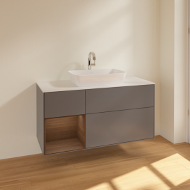 Тумба под раковину Villeroy & Boch Finion 120х50,1 см с подсветкой МДФ антрацит матовый лак/стекло белое матовое F821GNGK