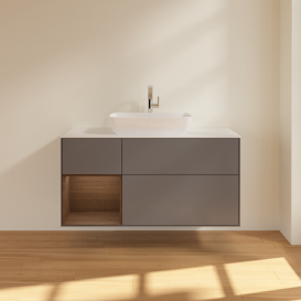 Тумба под раковину Villeroy & Boch Finion 120х50,1 см с подсветкой МДФ антрацит матовый лак/стекло белое матовое F821GNGK