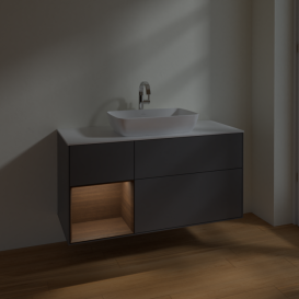 Тумба под раковину Villeroy & Boch Finion 120х50,1 см с подсветкой МДФ антрацит матовый лак/стекло белое матовое F821GNGK