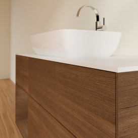 Тумба под раковину Villeroy & Boch Finion 120х50,1 см с подсветкой МДФ шпон грецкого ореха/стекло белое матовое F821GNGN