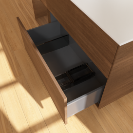 Тумба под раковину Villeroy & Boch Finion 120х50,1 см с подсветкой МДФ шпон грецкого ореха/стекло белое матовое F821GNGN