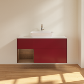 Тумба под раковину Villeroy & Boch Finion 120х50,1 см с подсветкой МДФ пион матовый лак/стекло белое матовое F821GNHB