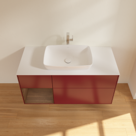 Тумба под раковину Villeroy & Boch Finion 120х50,1 см с подсветкой МДФ пион матовый лак/стекло белое матовое F821GNHB